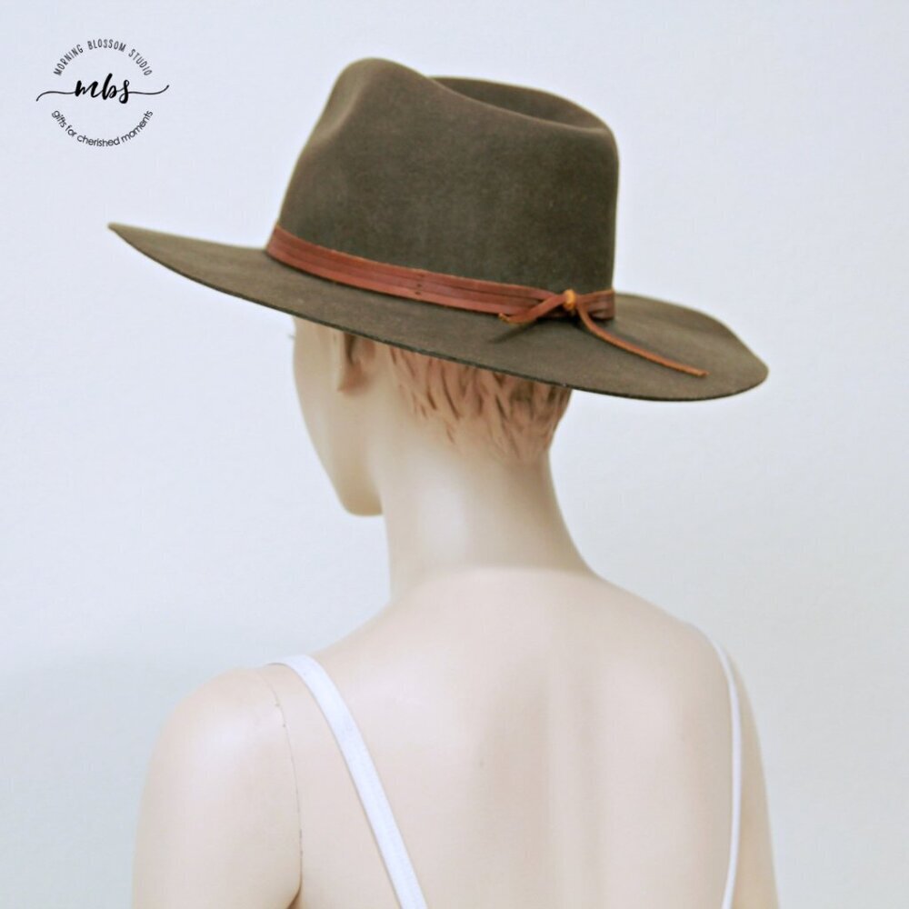 Brixton Jo Felted Wool Wide Brim Western Rancher Hat Green Brown Women L - Picture 5 of 11